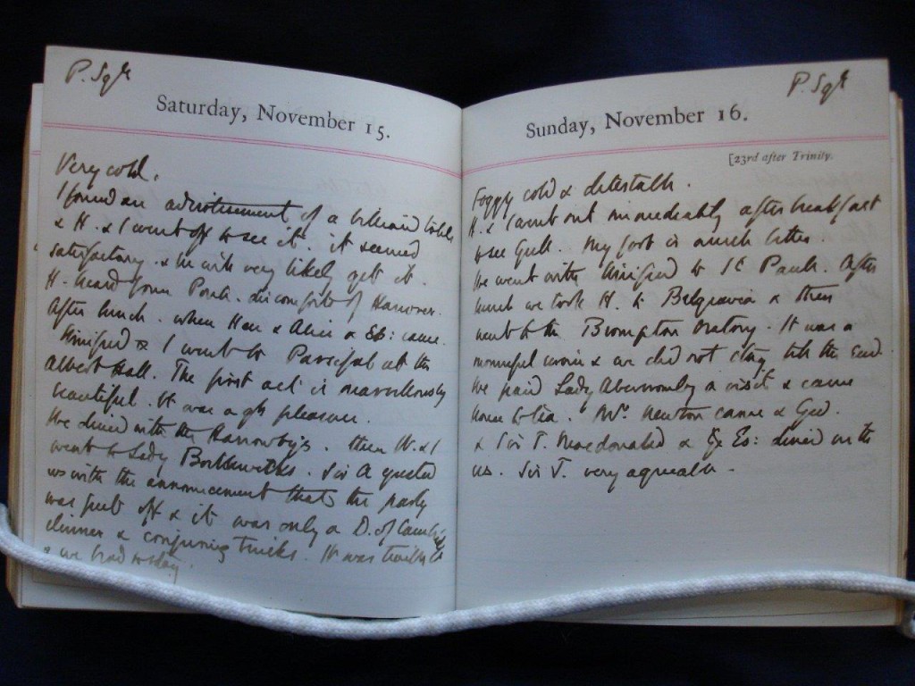 4th Countess's diary 15-16 Nov 1884